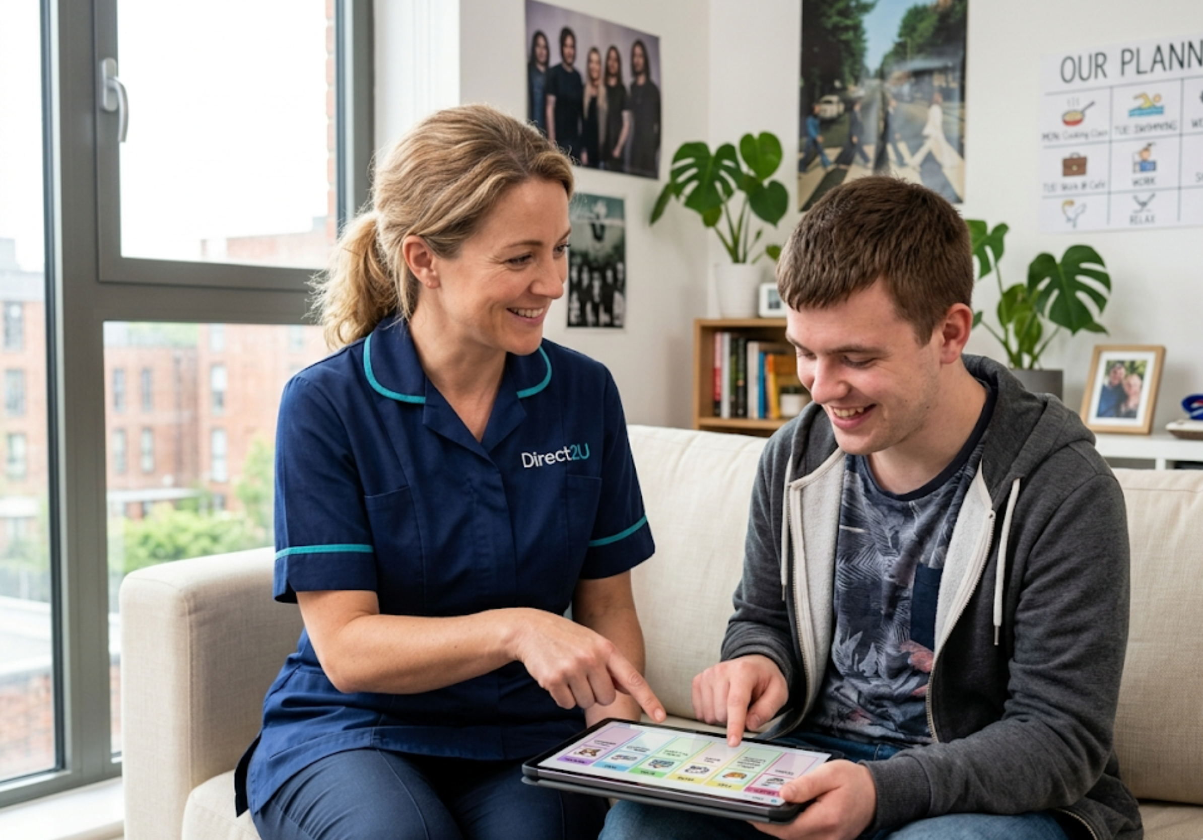 Direct2U support worker using a visual activity planner with an adult with a learning disability - person-centred LD support Enfield